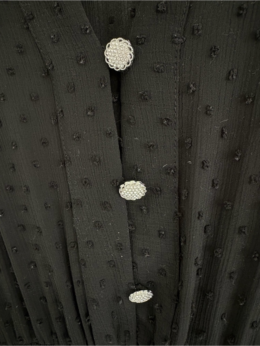 Zara Black Textured Blazer with Rhinestone Buttons